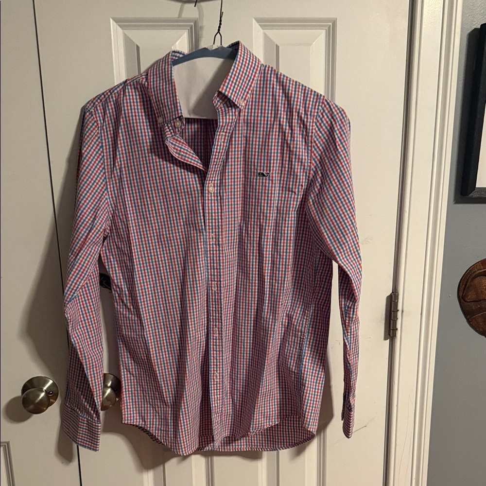 Vineyard Vines Red and Blue Plaid Men's Shirt